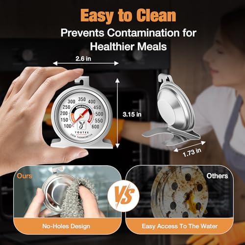 2-Pack Oven Thermometer, Upgraded 100-600°F No-Holes Non-Discoloring - Image 5