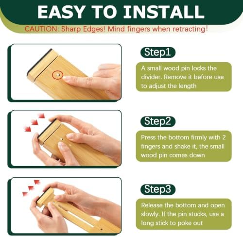 Lzerking Kitchen Drawer Dividers 6 Pack Bamboo Drawer Organizers - Image 6