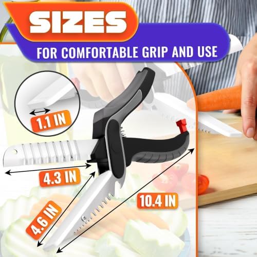 7-in-1 Cutting Board Scissors for Food, Ribbed Blades, Heavy-Duty - Image 2