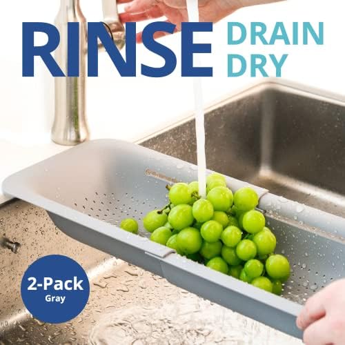 Blue Ginkgo Over Sink Colander, Extendable Kitchen Strainer - Image 2