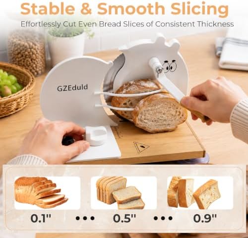 Sourdough Bread Slicer, Hand Crank Solid Wood Base - Image 2