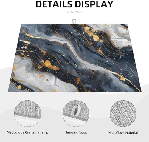 Black Marble Dish Drying Mat For Kitchen Counter, Super Absorbent Microfiber - Image 3