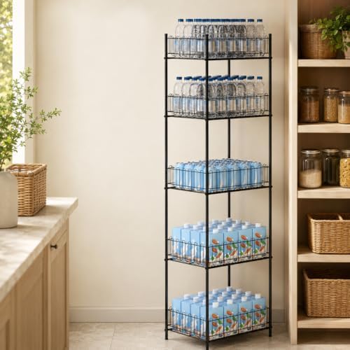 Water Bottle Organizer Stand 5 Tier Soda Can Storage Rack by Makelifemoreconvenient