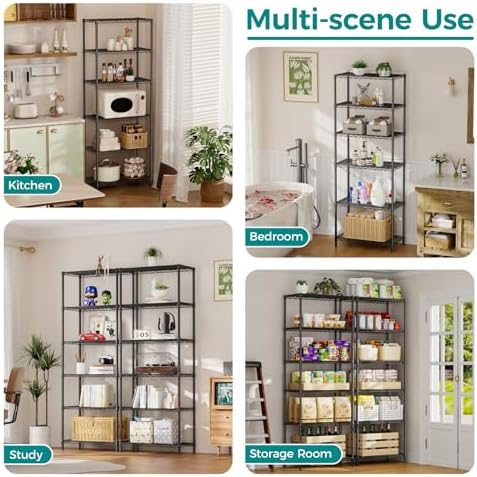 SINGAYE 6 Metal Shelves Wire Shelving Storage Shelf Adjustable Unit Pantry - Image 7