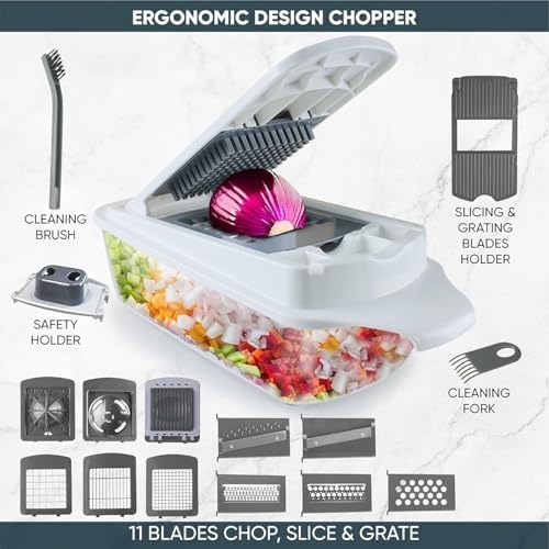 RüK Vegetable Chopper Slicer Onion Dicer, 11 Blades, Egg Separator & Slicer - Image 5