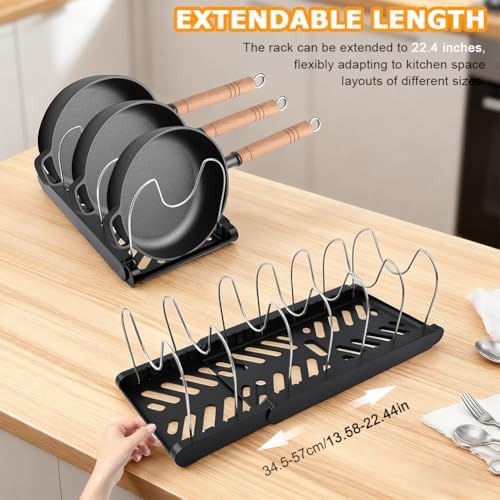 Pots and Pans Organizer for under Cabinet, Expandable Pot Lid Holder - Image 5