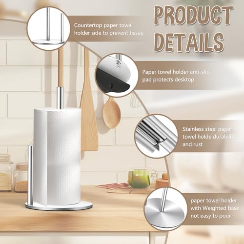Silver Paper Towel Holder, Countertop Paper Towel Holder - Image 3