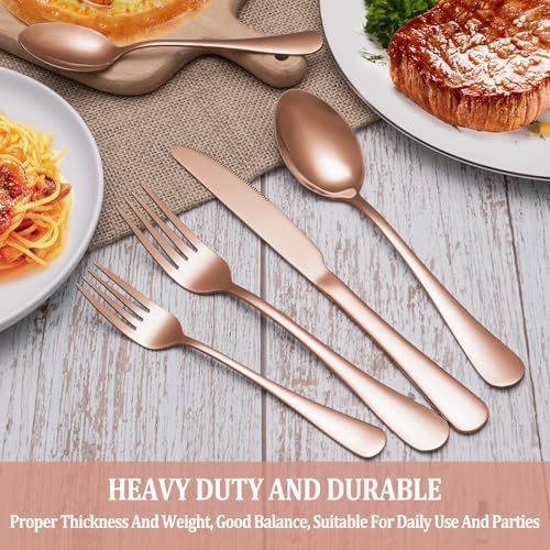 60 Pcs Rose Gold Silverware Set Service - Image 7