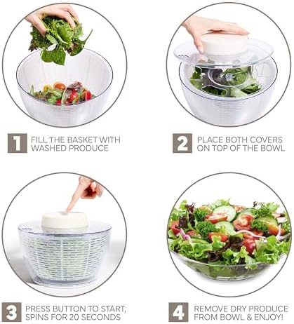 COOK WITH COLOR Electric Salad Spinner, Round 4.5L Capacity – Fast Drying & - Image 3