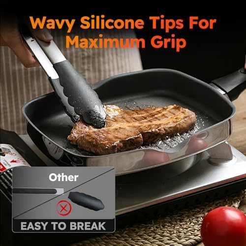 HST Tongs for Cooking with Silicone Tips 3 Pack, Kitchen Tongs - Image 6
