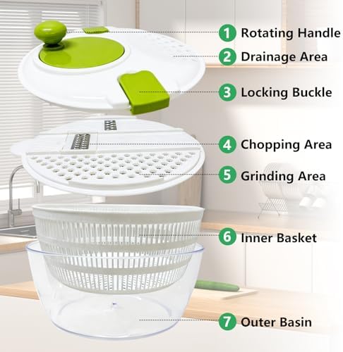 Salad Spinner Large, Vegetables Fruits Wash Bowl, Lettuce Spinner - Image 6