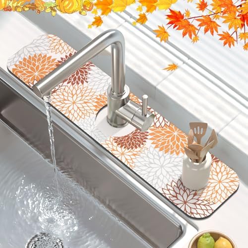Findosom 2Pcs Fall Dish Drying Mat & Sink Splash Guard, Absorbent Dish Mat - Image 4