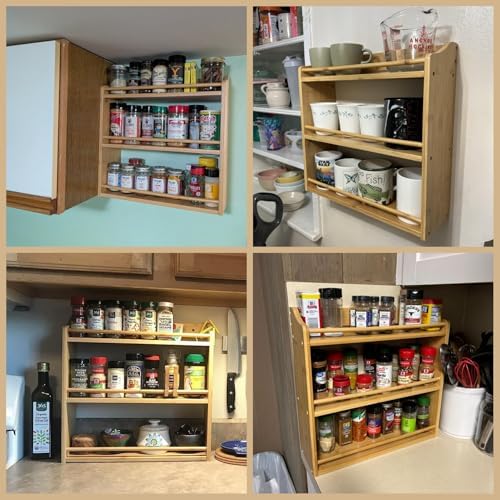 3 Tier Bamboo Spice Rack Wall Mount or Countertop, Spice Organizer - Image 6