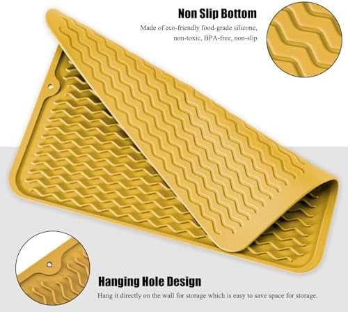 Silicone Dish Drying Mat, Non-Slip Easy Clean Sink Mat - Image 4