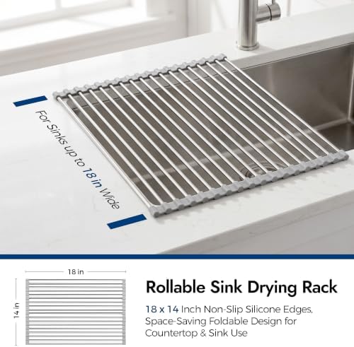 Folding Drainer Rack, 17.5 x 13.1 Inch, Fits 16.5 Inch Basin, Heavy Duty - Image 7