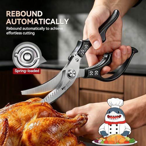MAD SHARK Heavy Duty Poultry Shears, Spring Loaded Butterfly Meat Scissors - Image 4