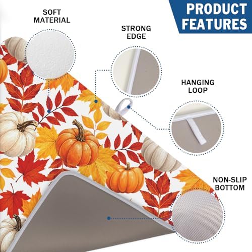 Fall Pumpkin Dish Drying Mat for Kitchen Counter 18x24 Inch Autumn Pumpkins - Image 3