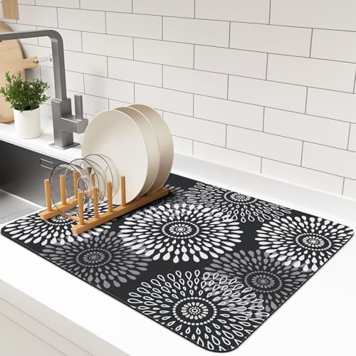 Dish Drying Mat Absorbent Kitchen Counter Mat Rubber Backing Draining Mat by LuxStep