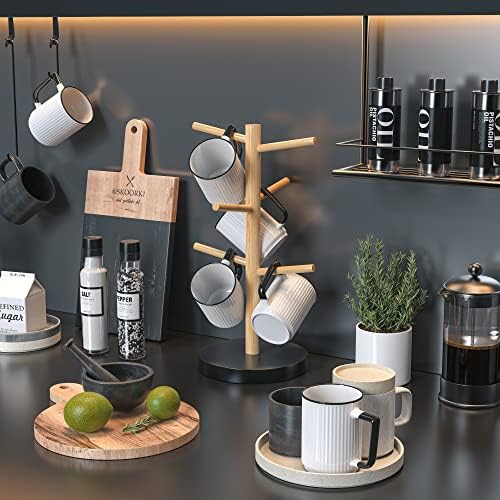 Wisuce Coffee Mug Holder with 6 Hooks, Bamboo Mug Tree Stand - Image 2