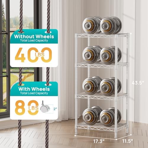 SINGAYE 4 Small Shelves Storage Shelf Wire Shelving Unit Metal Shelf Adjustable - Image 3