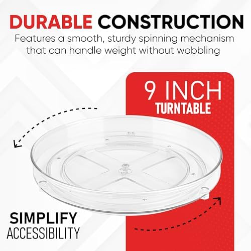 Oizeir Clear Lazy Susan Turntable Organizer 9 Inch Acrylic Rotating Storage - Image 3