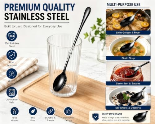 8 Inch Long Handle Iced Tea Spoons, 18/8 Stainless Steel Coffee Spoons - Image 3