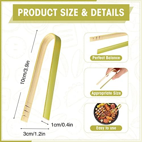 Chengu 240 Pcs Mini Bamboo Tongs Disposable Serving Appetizer, 4 Inch - Image 2
