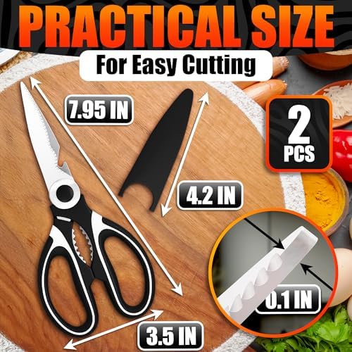 2 Pcs Kitchen Scissors All Purpose Heavy Duty - Image 2