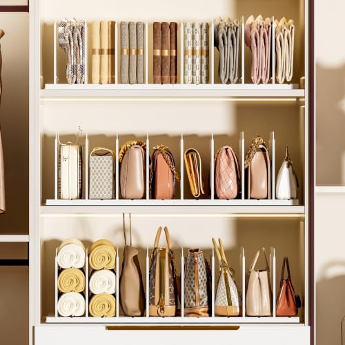 Stackable Purse Organizer for Closet Acrylic Shelf Divider, 4 Pack - Image 5