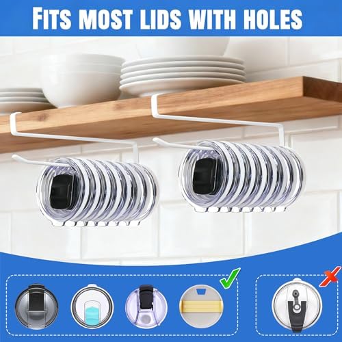 1 Pack Tumbler Lid Organizer, No Adhesive or Drilling, Kitchen Space Saver - Image 4