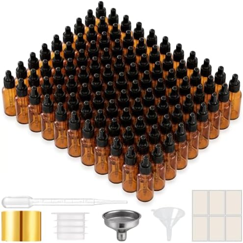 PrettyCare 99 Pack 0.5 oz Amber Glass Dropper Bottle by PrettyCare