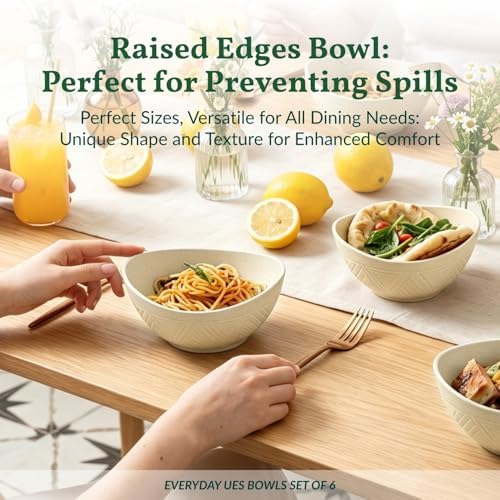 Homienly Unbreakable Cereal Bowls Wheat Straw Bowls Set 26 OZ Plastic Bowls - Image 7