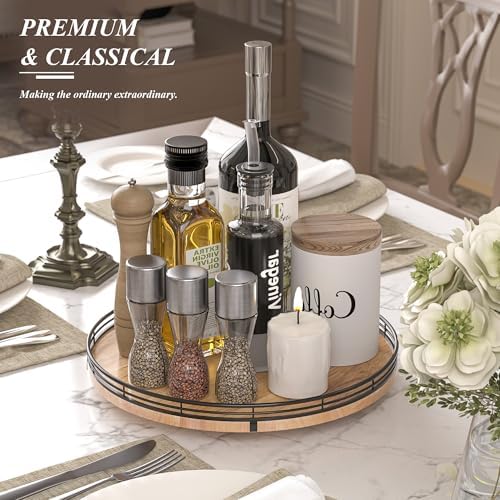 AMH 13-Inch Farmhouse Oak Lazy Susan Organizer - Image 4