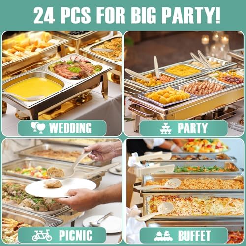Reusable Plastic Serving Utensils Set of 24, Heavy Duty Wheat straw Large - Image 7