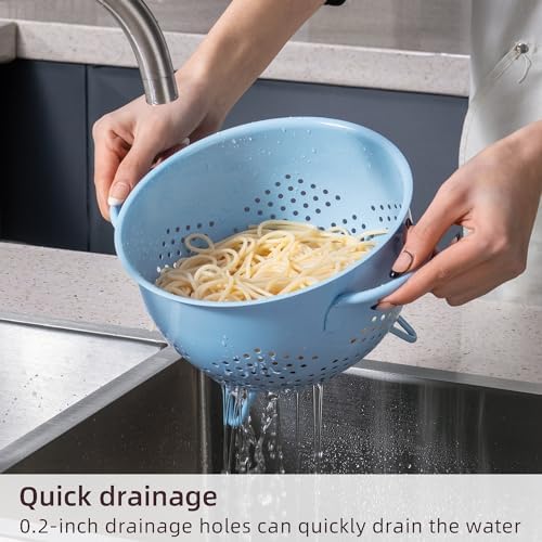 Metal Colander 5 Quart Powder Coated Self-draining Metal Strainer - Image 3