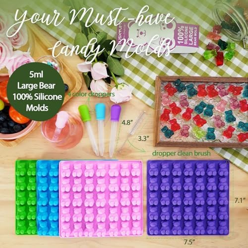 LUSHYUM 4PCS Large 5 ML Gummy Bear Moulds, 140 Total Cavities - Image 6