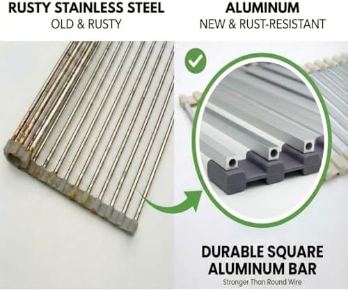 Medium Aluminum Roll Up Dish Drying Rack 17" x 13" - Image 4