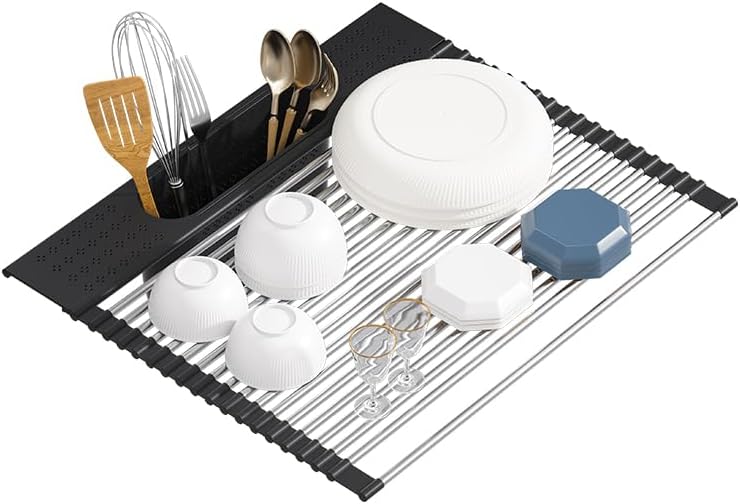 Roll Up Dish Drying Rack Over Sink, Heat-Resistant Multipurpose Rolling Sink by KEGFRES