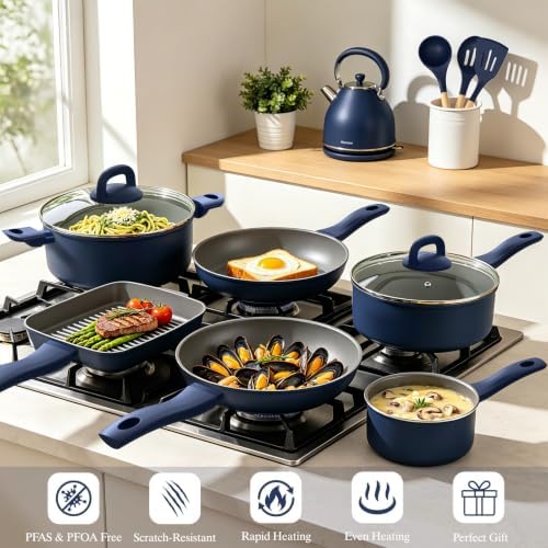 Pots and Pans Set Nonstick, Umite Chef Kitchen Non Stick Induction Cookware & - Image 6