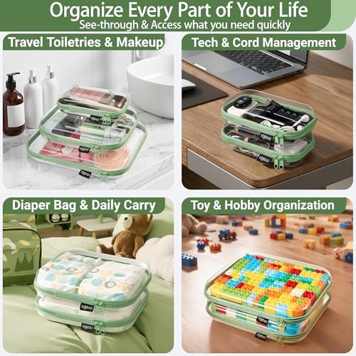 YQBRAO Clear Hard Shell Zipper Cases, 4 Small Cable Organizers - Image 3