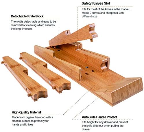 NIUXX Bamboo In-Drawer Knife Block Set - Image 3