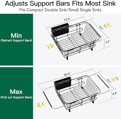 JASIWAY Black Dish Drying Rack in Sink - Image 4