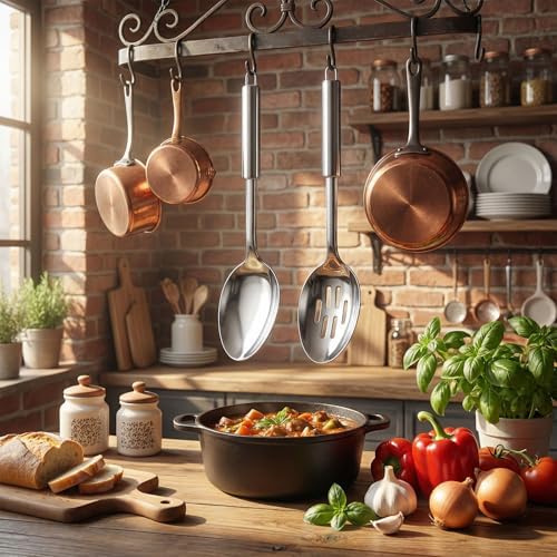 Stainless Steel Serving Spoon, Solid Slotted Spoon, Cooking Spoons Set - Image 7