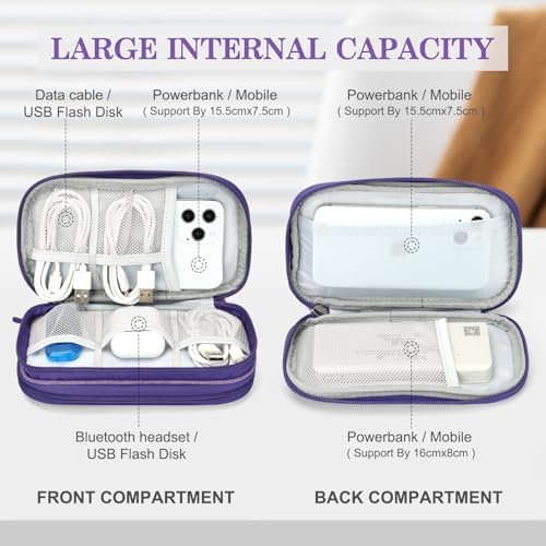 FYY Electronic Organizer, Travel Tech Pouch Bag Cable Organizer Dark Purple - Image 3
