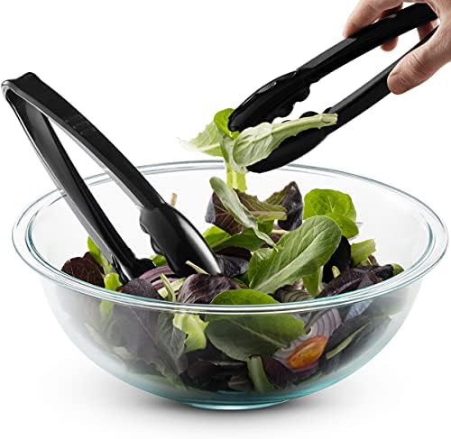 9-Inch Plastic Serving Tongs Heavy-Duty Black Tongs - Image 6