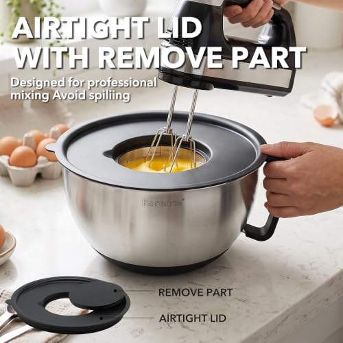 Rorence Mixing Bowls with Lids Set, 3 Grater Attachments, 3 & 5 Qt - Image 5