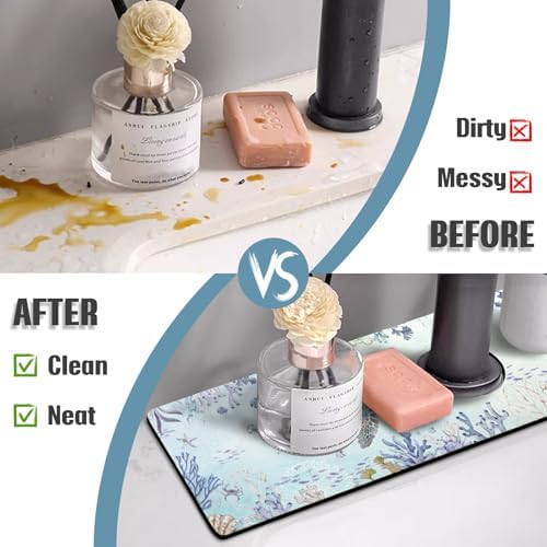 Sink Faucet Absorbing Mat, 2 Pack Drying Mat Around Faucet Sink Splash Guard - Image 3
