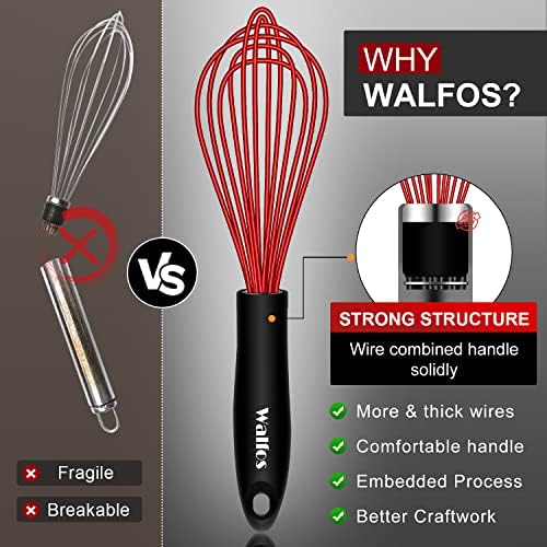Walfos Whisk, 7+9+11in Silicone whisk, BPA free Whisks - Image 6