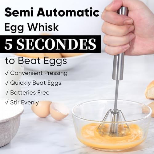 Newness Whizzy Whisk, Stainless Steel Semi Automatic Whisk Blender - Image 2