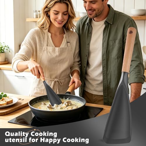 Cooking Spoon for Nonstick Cookwares, Wood Handle Spoon for Stirring - Image 6